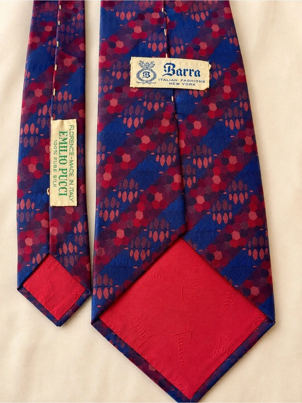 EMILIO PUCCI vintage Blue and Burgundy Patterned Tie .